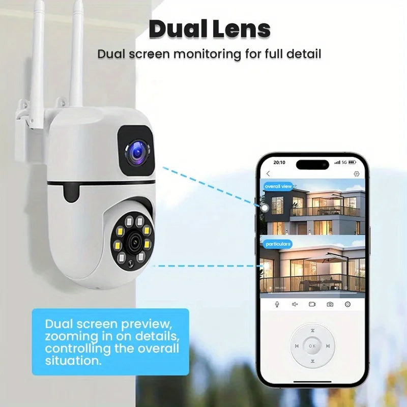 Smart WiFi Security Camera with Dual Lens 6MP HD Indoor PTZ Control Motion Detection IP Camera