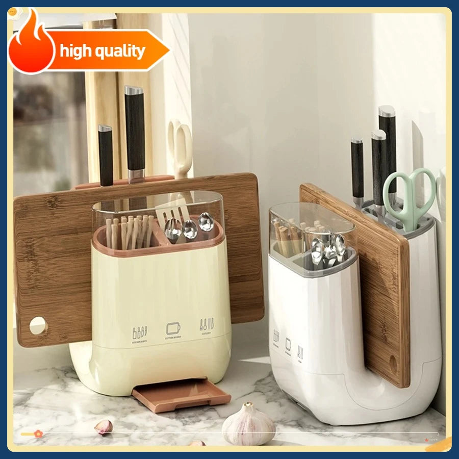 Kitchen shelf, household vegetable board storage rack, countertop drain, chopstick holder, cutting board, integrated knife holde