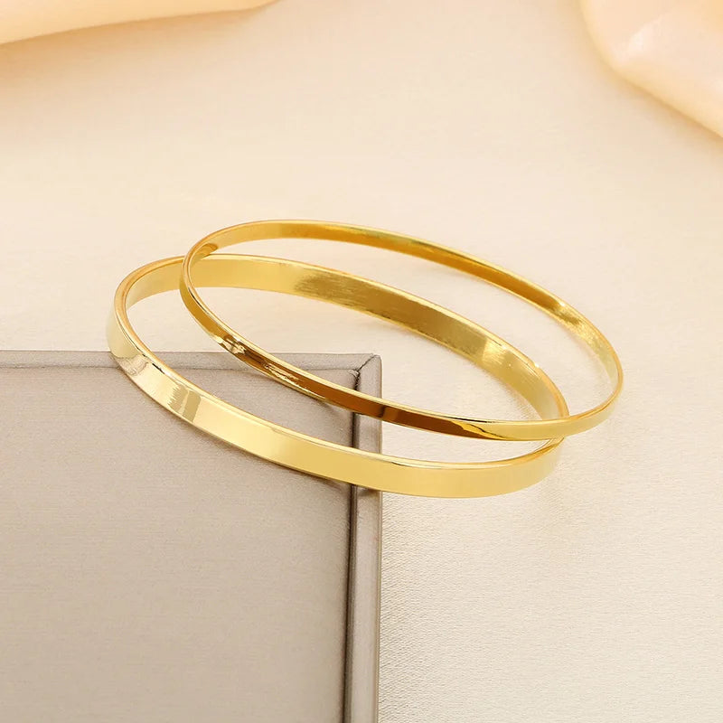 Simple Fashion 5mm 7pcs Flat Surface Stainless Steel Bangle For Women Wedding Party Bracelet Famale Trendy Jewelry Gifts