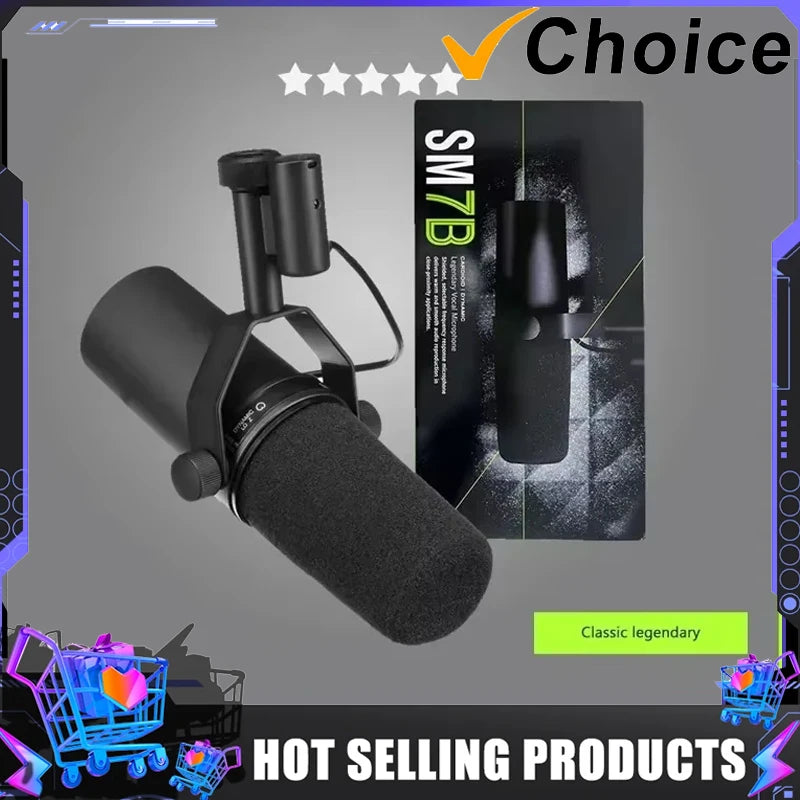 SM7B Cardioid Dynamic Microphone Sm7b 7B Studio Selectable Frequency Response Microphone for  Live Stage Recording Podcasting