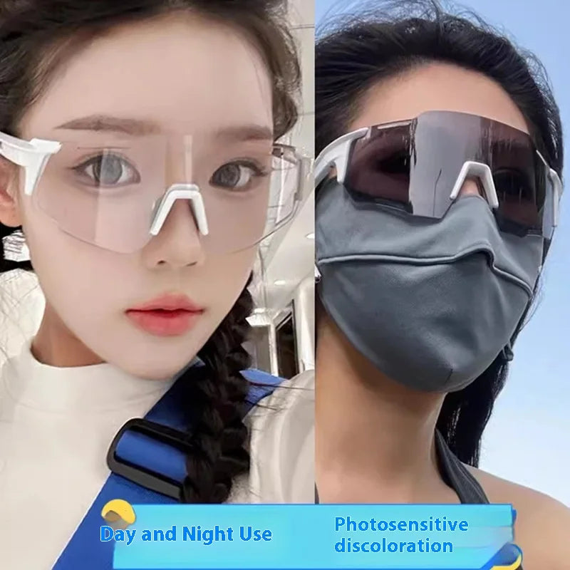 Smart color-changing riding glasses, stylish windproof cycling goggles, UV protection running and dust-proof skiing eyewear.