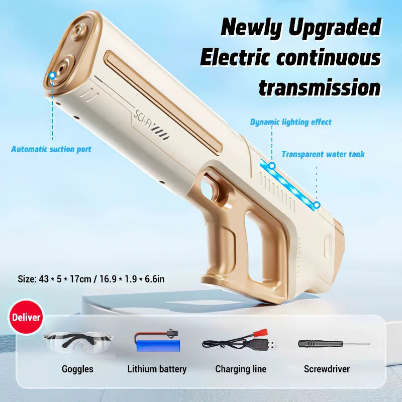 Children's Fully Automatic Water Storage Gun Large Capacity Electric Water Absorbing Toy Gun Summer Outdoor Water Toy Gift