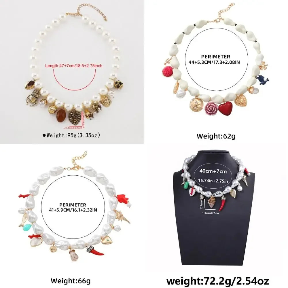 New Elegant Bohemian Pendant Necklace Adjustable Rope Faux Pearl Collarbone Chain Boho Choker Jewelry Female Fashion