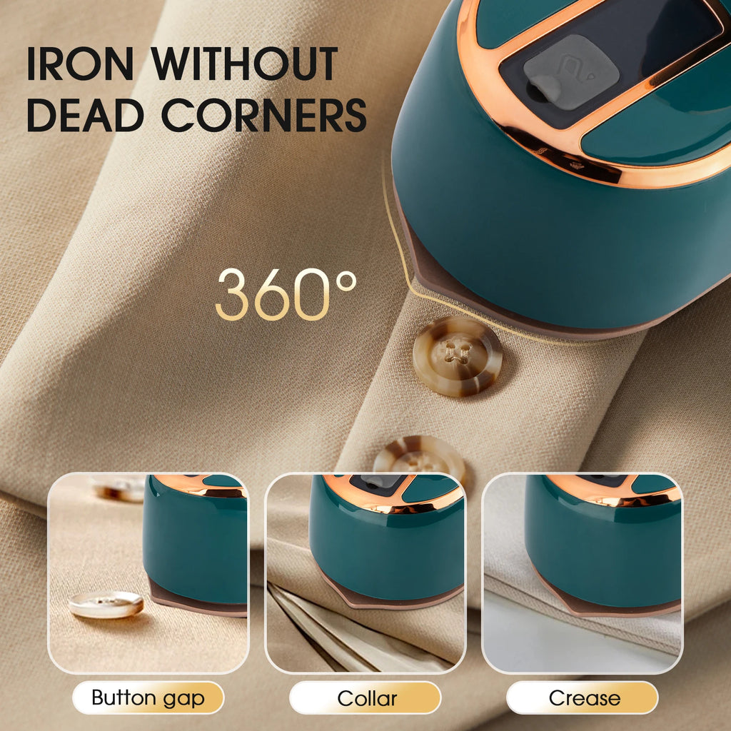 Handheld ironing machine (with steam brush), intelligent LCD electric rotary iron, portable mini iron for home and travel 6198-D