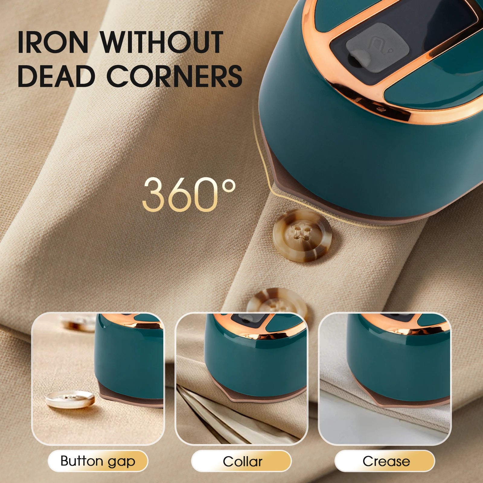 Handheld ironing machine (with steam brush), intelligent LCD electric rotary iron, portable mini iron for home and travel 6198-D