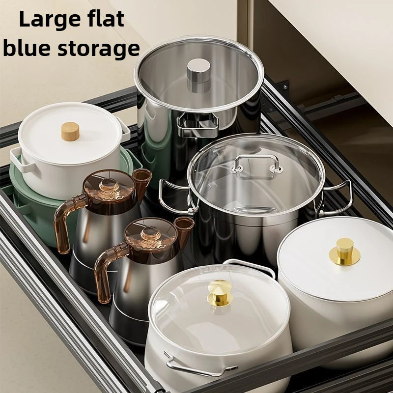 Pull Out Kitchens Cabinets Baskets Drawer Style Bowl Dish Storage Baskets Organization Three Layers Kitchens Shelf Thicken