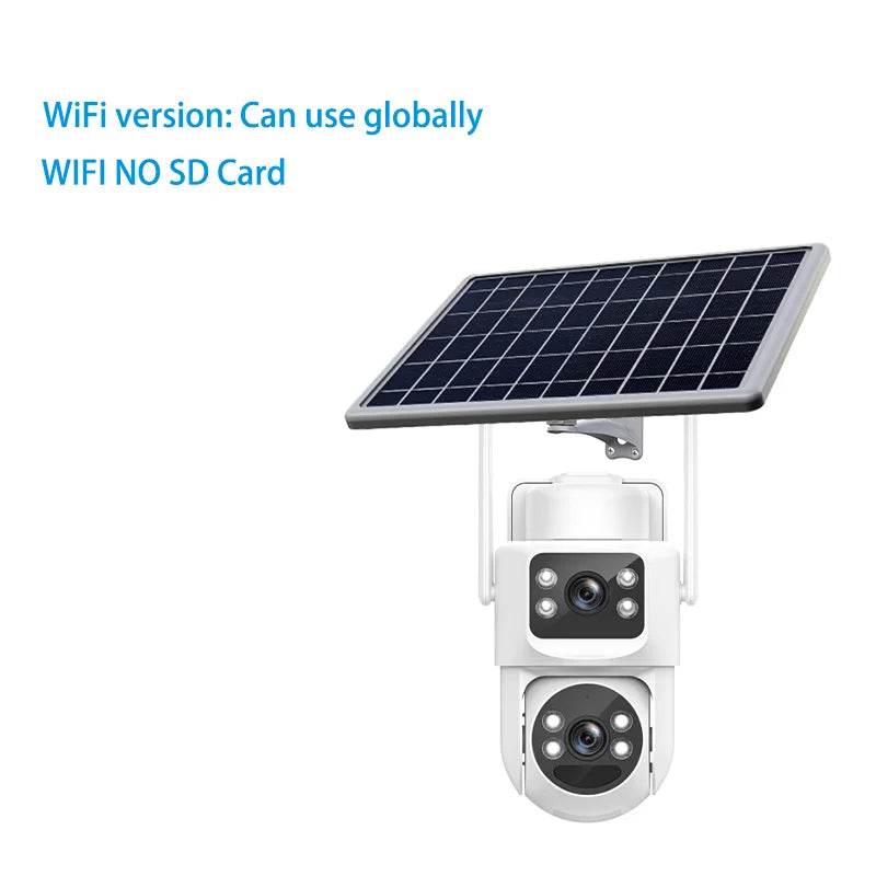 EseeCloud 8MP 4K 2.4G 5G WiFi6 Dual Lens Dual Screens Mini Wireless PTZ Security Camera 4G Sim Card Outdoor Solar Camera