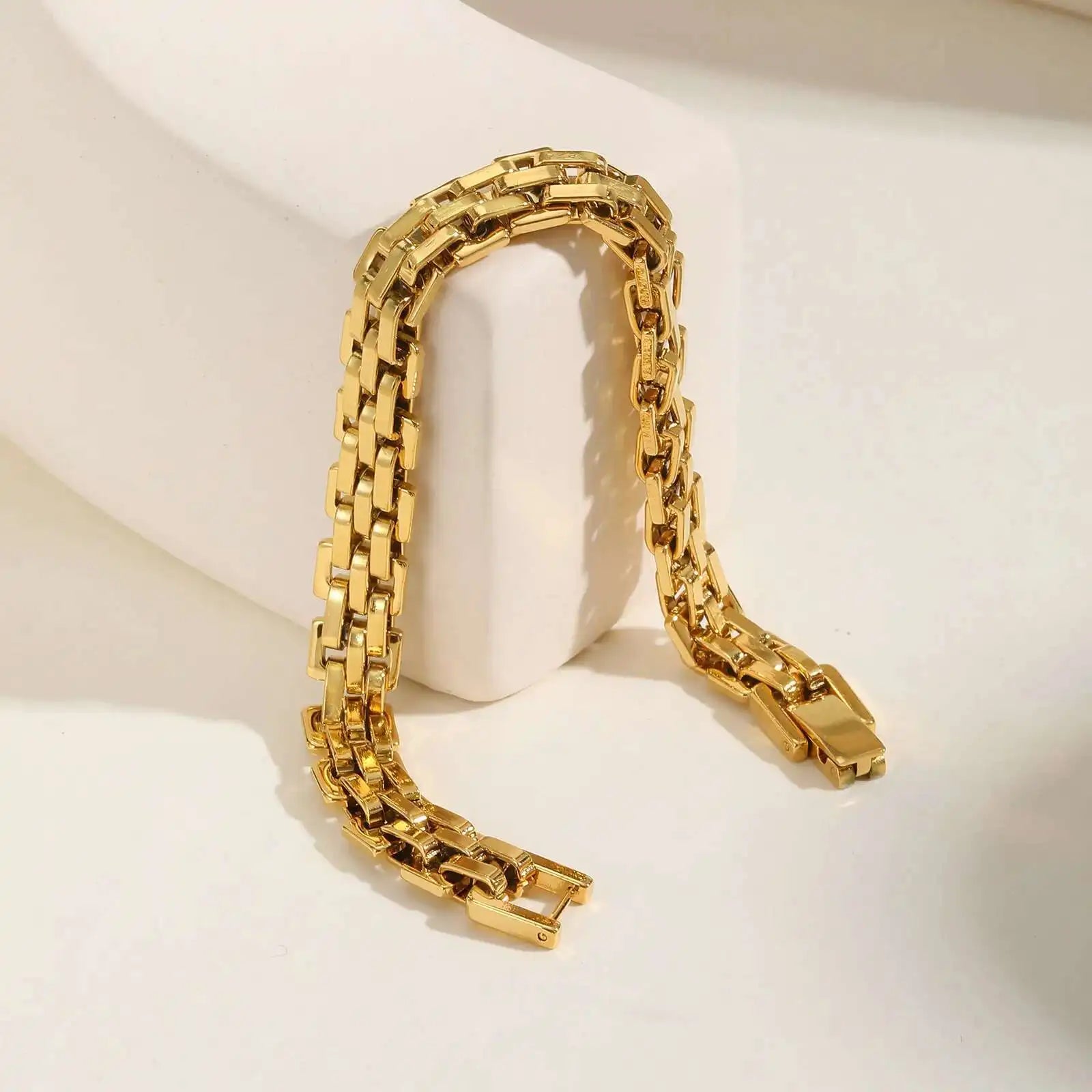 Prjewel Women's Watch Strap Bracelet Gold Color Stainless Steel Bracelet Fashion Party Waterproof Jewelry for Women Girl Gifts