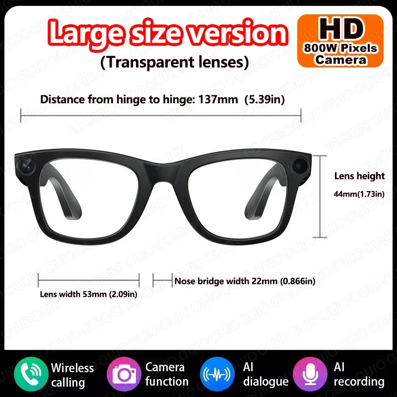 2025 Smart Glasses 800W Camera 1080P HD Video Recording Translation Wireless Calling AI Voice Smart Touch Control Smart Glasses