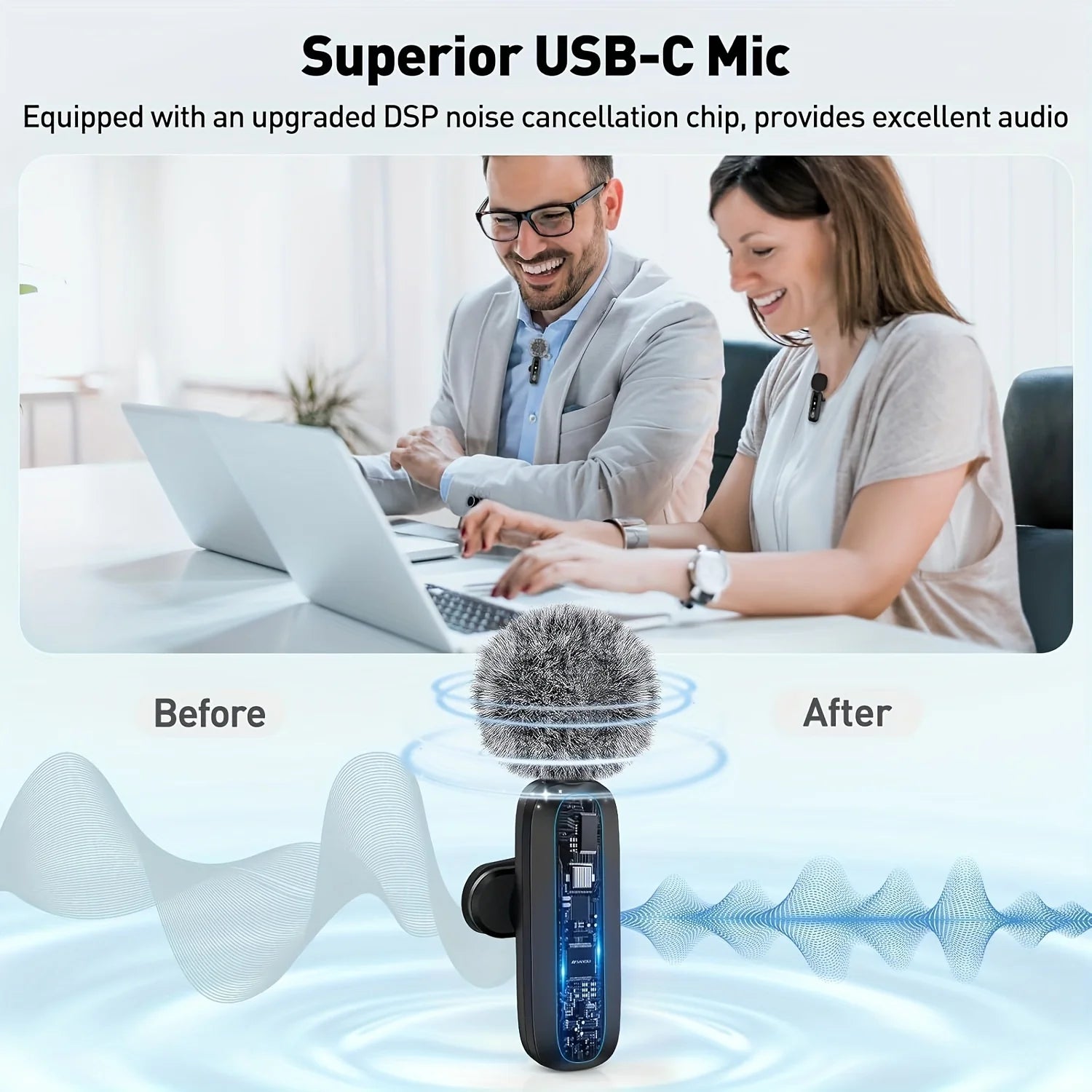 Lavalier Wireless Microphone 70mAh Rechargeable Battery Clip-On Podcast Mic for Streaming Vlogging Voice Recording Plug & Play