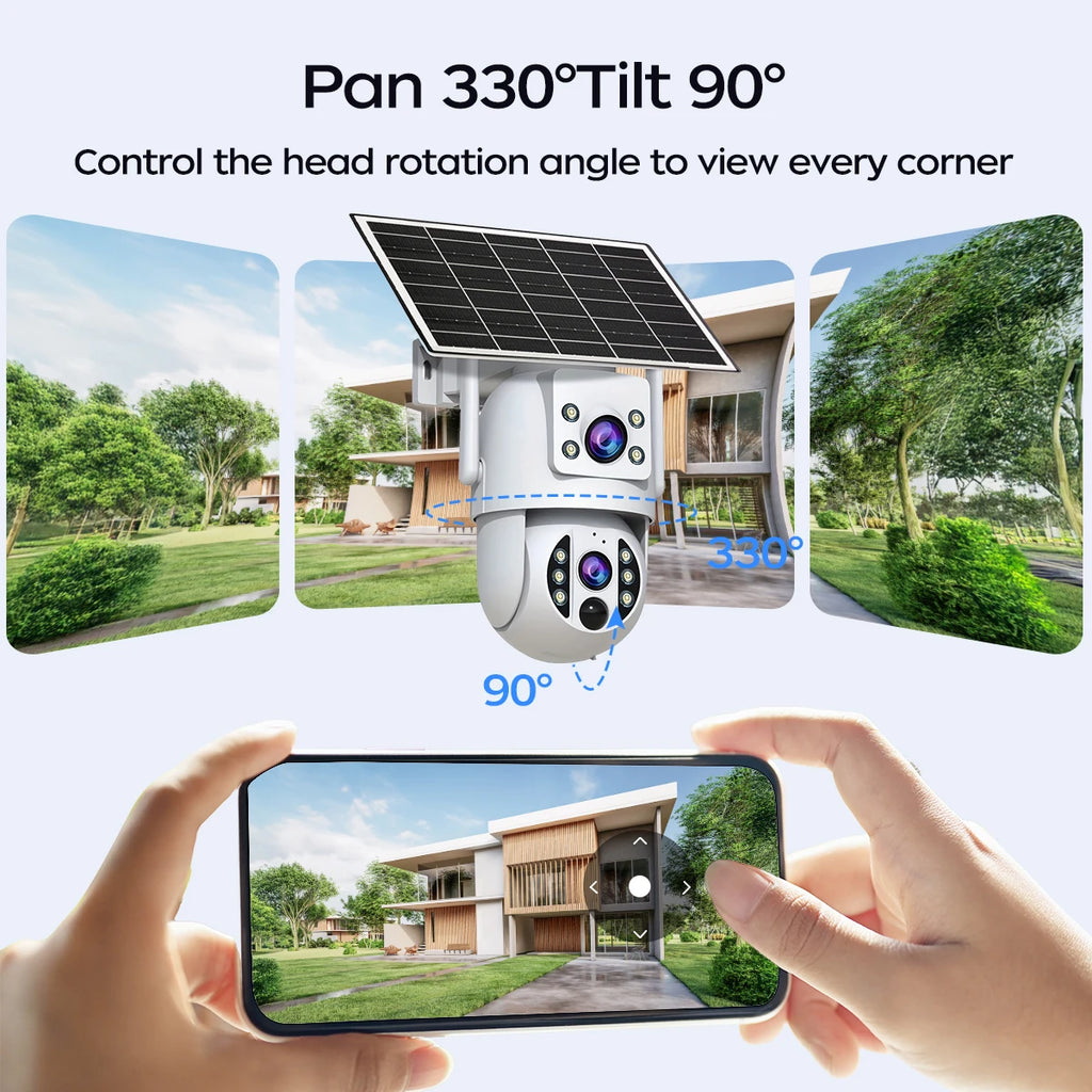 JOOAN 4K 6MP WiFi Surveillance camera Solar Outdoor CCTV Camera With Solar Panel Dual Lens PTZ IP Cam Security Protection