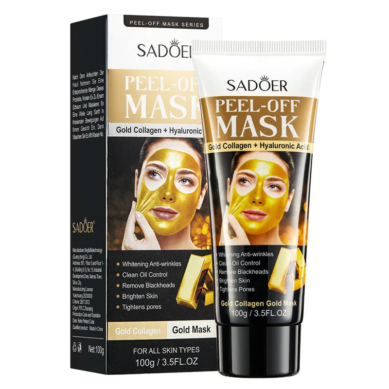 SADOER Gold Collagen  Hyaluronic Acid Masks Tearing Blackhead Removal Deep Cleaning Firming Tear Off Facial Mask Skin Care