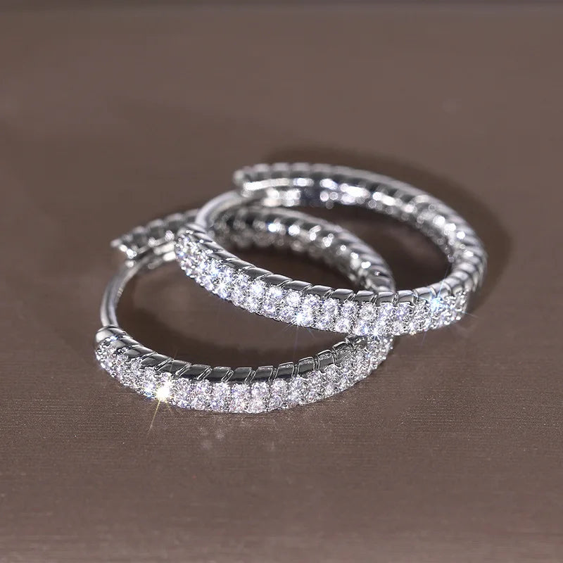 2025 New European and American Shiny Inlaid Cubic Zirconia Fashion Jewelry for Daily Matching with Light Luxury Earrings