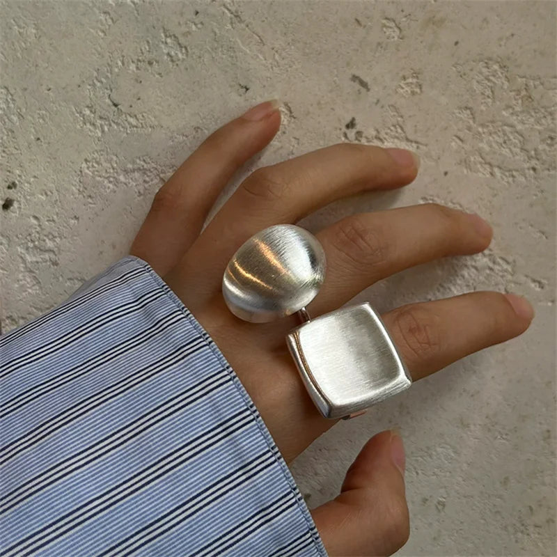 XIYANIKE Exaggerated Classic Scrub Square Geometric Rings For Men Women Hip Hop Fashion New Jewelry Couples Gift Party Rock