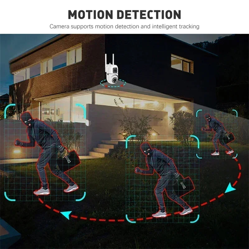 8MP WIFI Surveillance Camera Dual Lens Dual Screen IP Cameras Wireless Auto Tracking Color Night Vision 8X Digital Zoom CCTV Cam