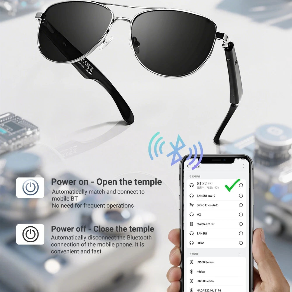 GT-32 smart glasses  specificationsTranslation Sunglasses Voice Remote Control Music Eyewear Waterproof Eyeglasses
