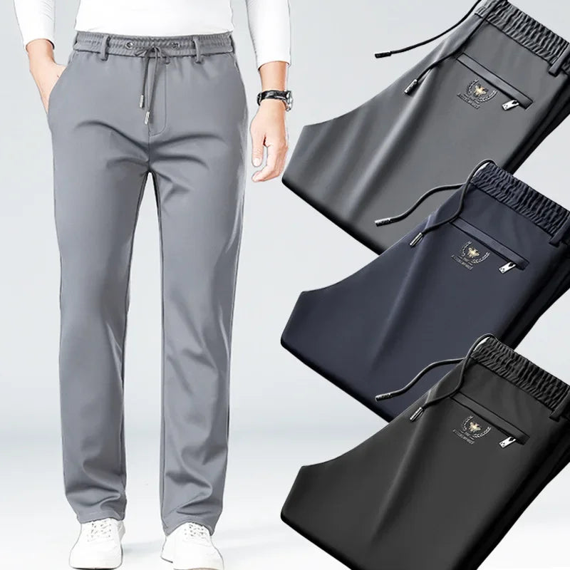 2024 Ice Silk Cool Mens Pants Summer Thin Casual Outdoor Quick-drying Sweatpants Male Straight Baggy Casual Men Trousers 5XL