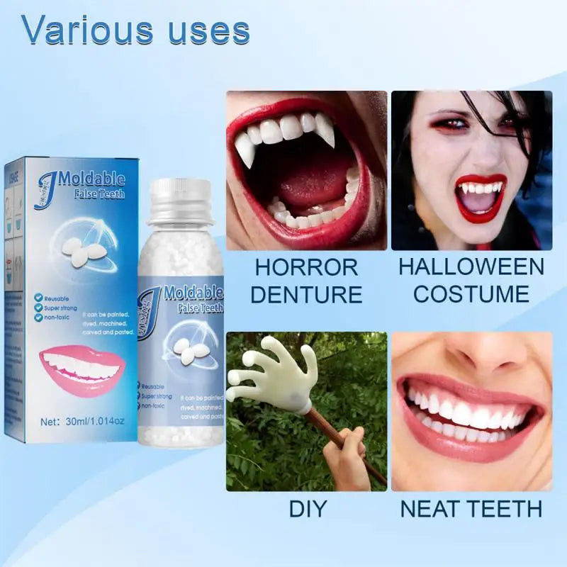 1~8PCS 30ml Resin Temporary Tooth Repair Granules Teeth Gaps Missing Broken Tooth False Teeth Filling Moldable Solid Glue