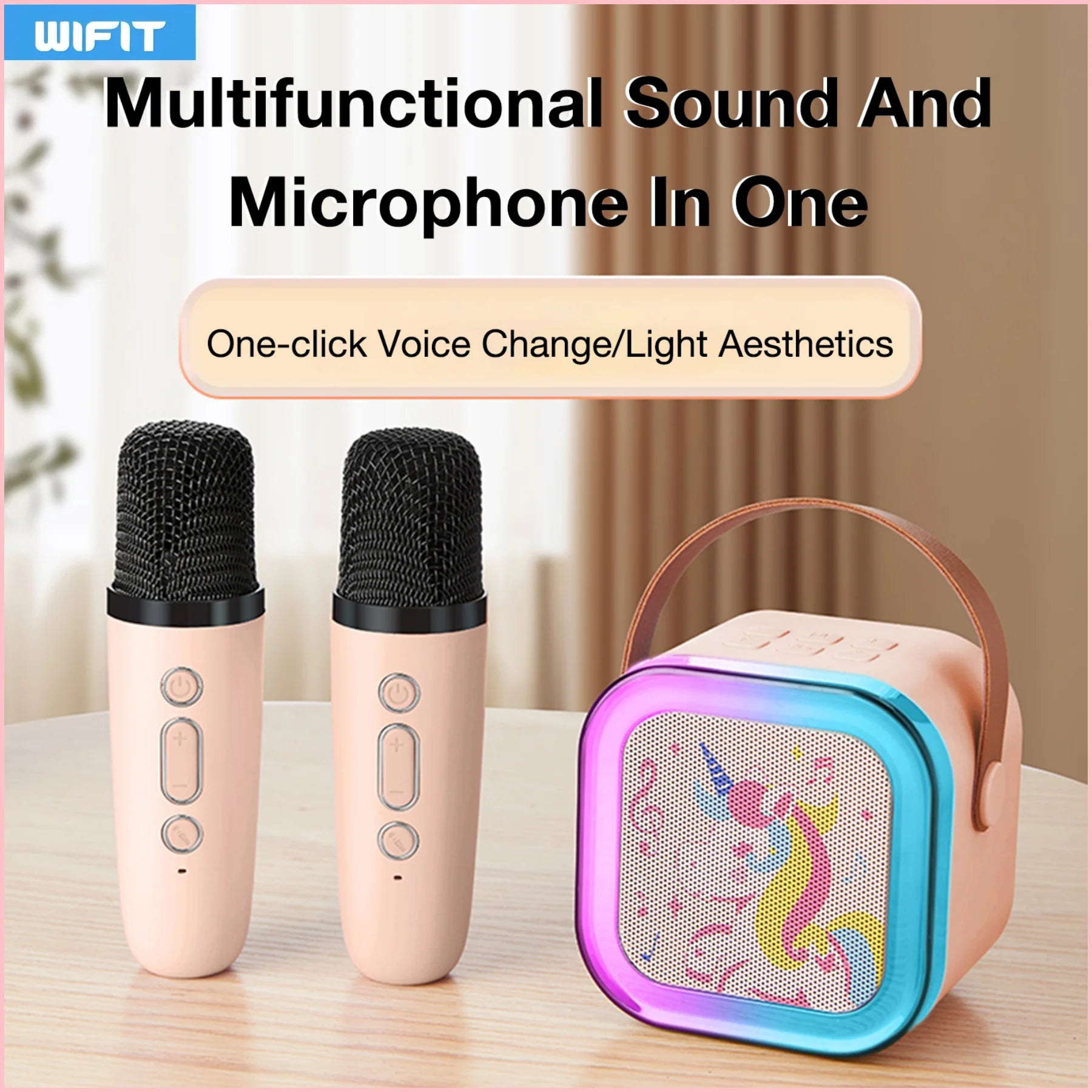 Wireless Karaoke Speaker Bluetooth5.3 Microphone K12 Home KTV Karaoke Machine RGB Light Portable Mini Bluetooth Speaker