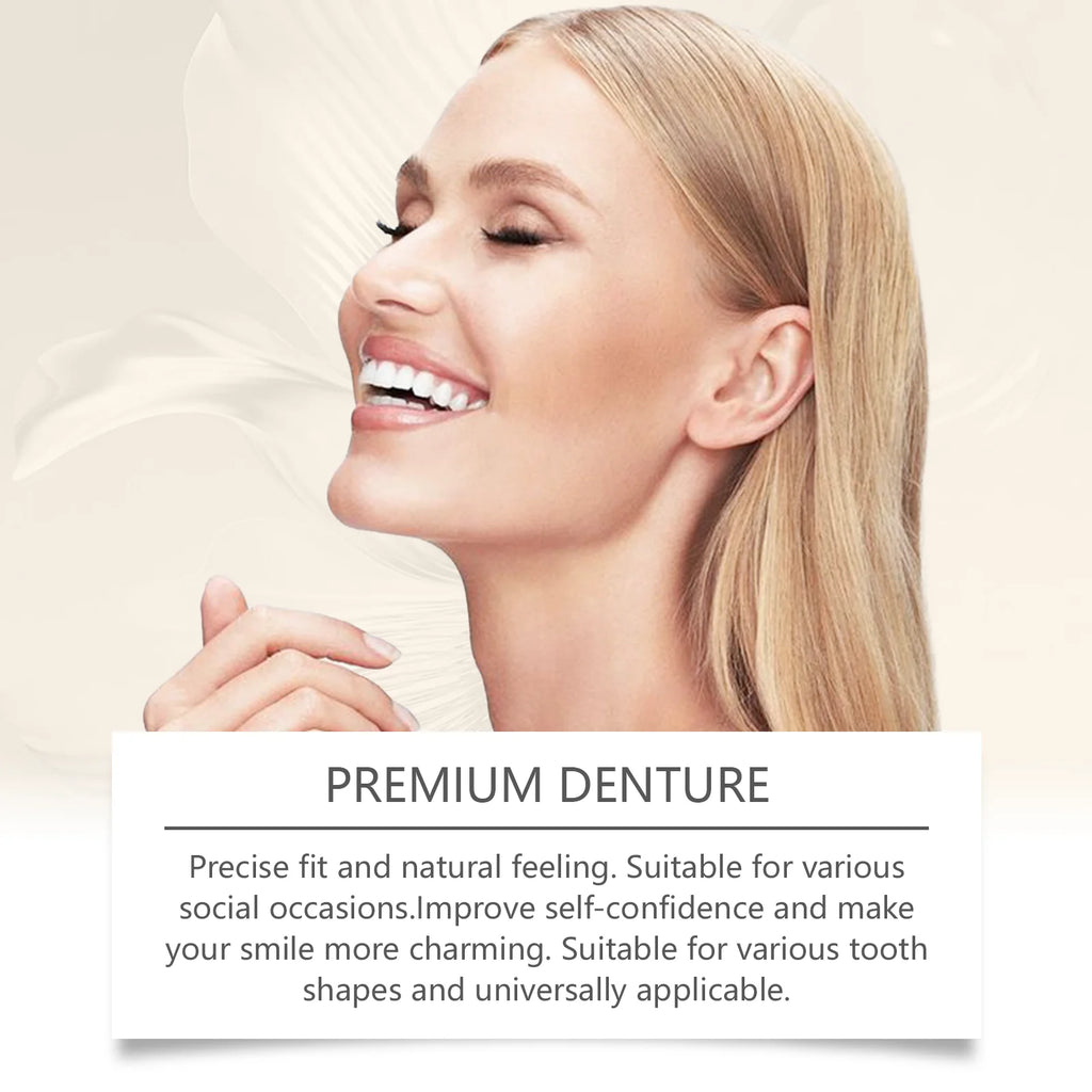 Soft Silicone Dentures Natural False Teeth Full Set Perfect Fit Gums Cover Missing Broken Tooth Upper and Lower Dental Veneers