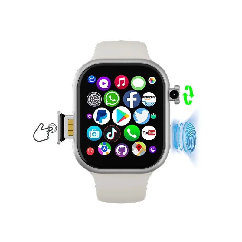 32GB+512GB S11 MAX 5G LTE 2.29inch Smartwatch Android 12.0 Touch ID Smart Watch With 800W Rotating Camera GPS WIFI Sim Card Slot