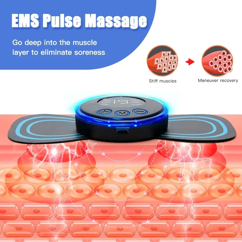 Neck Massager Mini Electric Neck Massage EMS Cervical Back Vertebra Massage Patch 8 Modes Relieve Relax Muscle Fatigue Tools