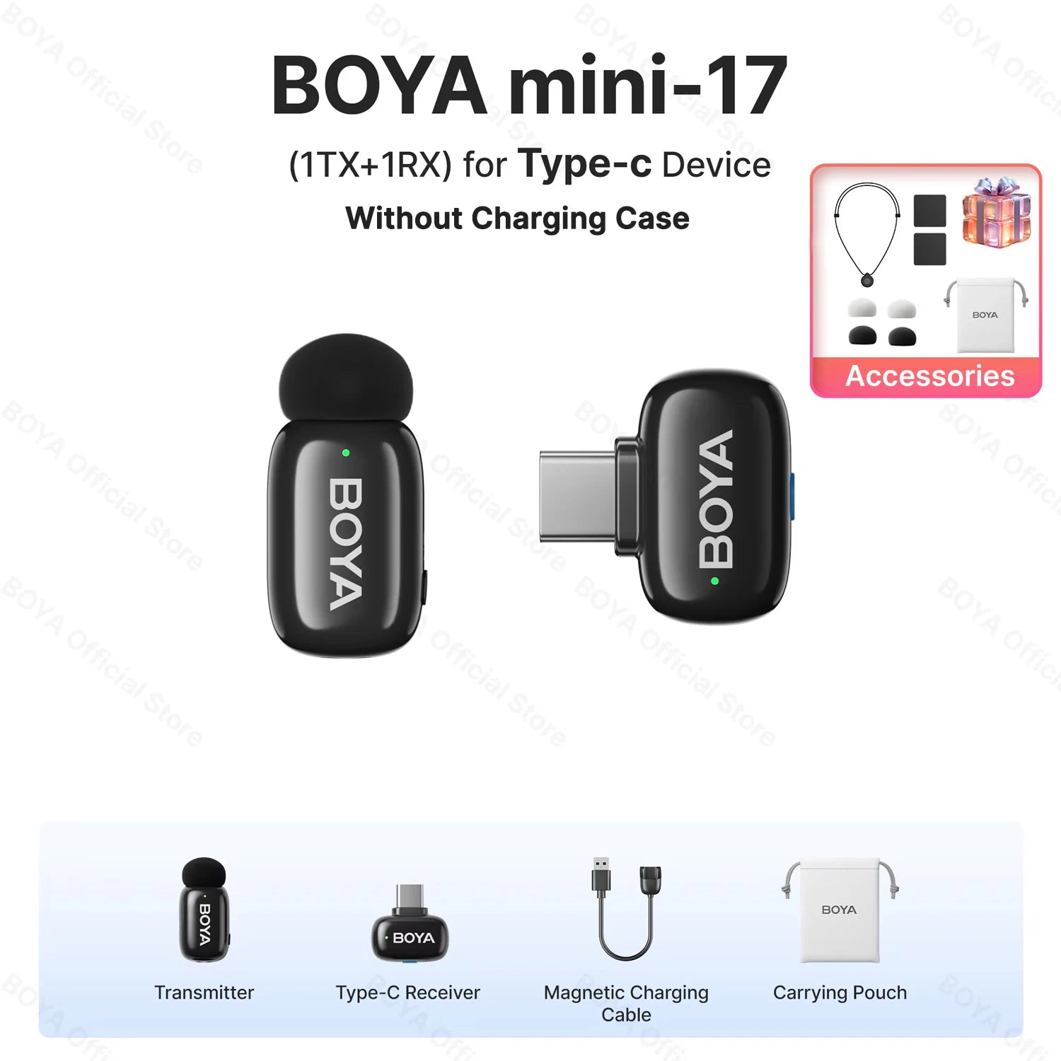 BOYA BOYA Mini Wireless Lavalier Microphone for iPhone 15/16 Android Phone USB-C Devices for Live Streaming Video Recording Vlog