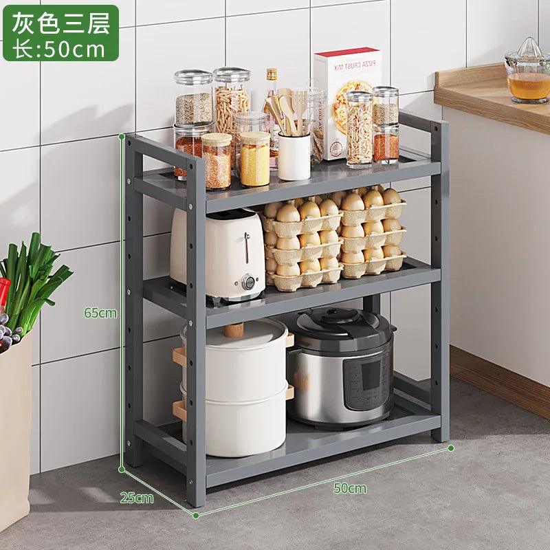 Kitchen Storage Ra Countertop Cabinet Multi-layer Partition elf Spice Microwave Pot Storage Organizer Bamboo Material