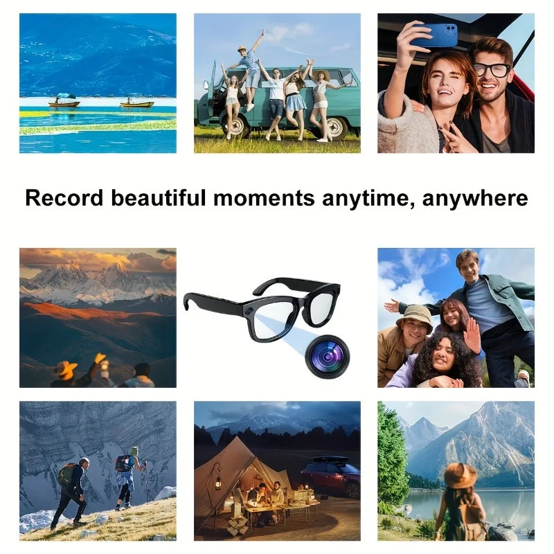 AI Smart Glasses Built-in HD Camera Glasses Bluetooth Wireless Audio Intelligent Glasses Anti-glare Anti-blue Connected Glasses