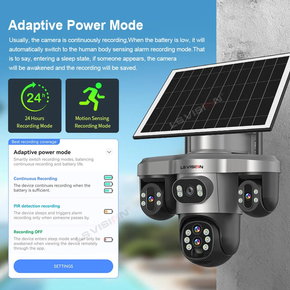 LS VISION 10X Optical Zoom Three Screens Outdoor Surveillance Camera 4g Security Wifi 3 PTZ LENS Cctv Automatic Tracking V380