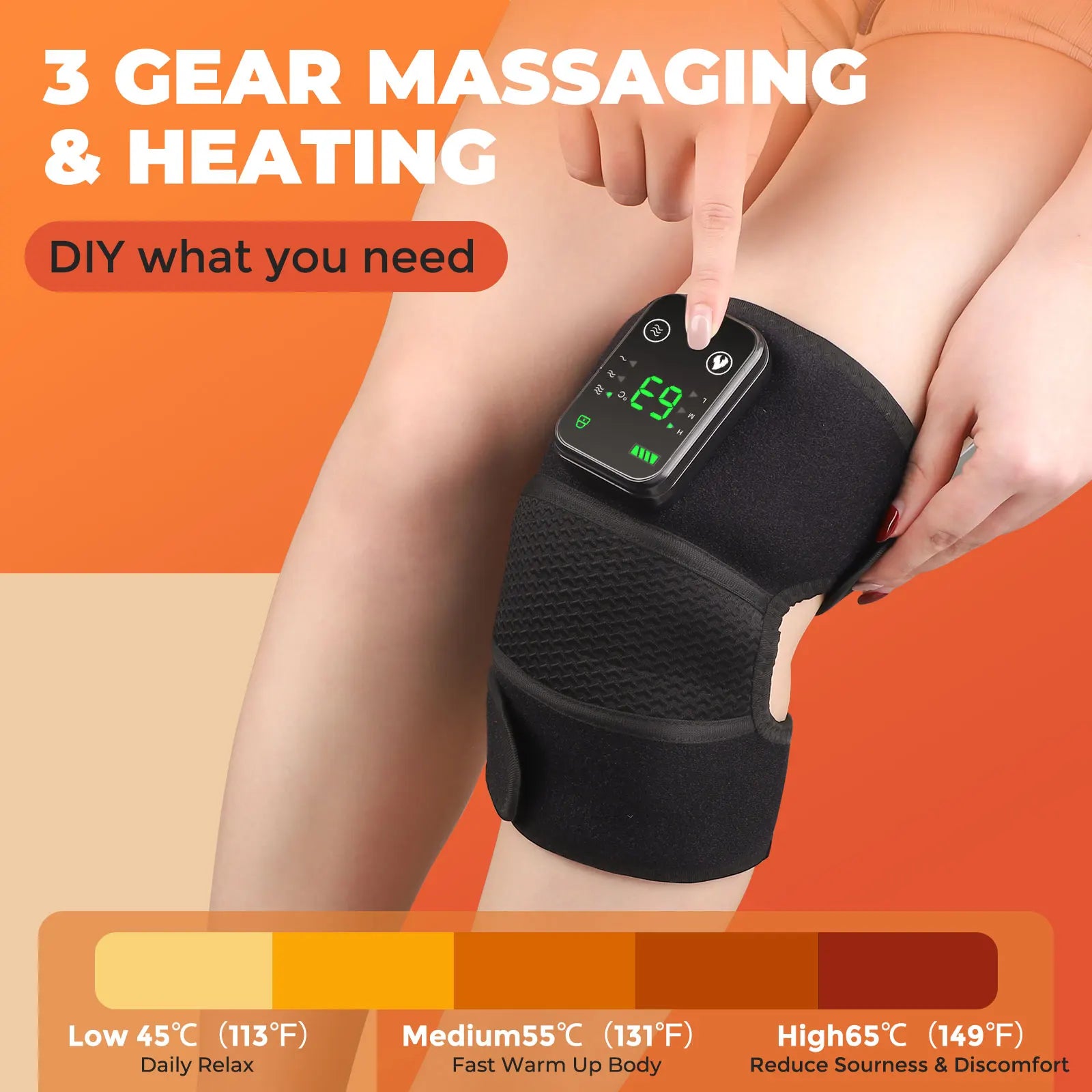 Electric Heated Vibration Knee Massage Pad 3 in 1 Massager for Shoulder Elbow Hot Compress Thermal Joint Brace Muscle Relaxation