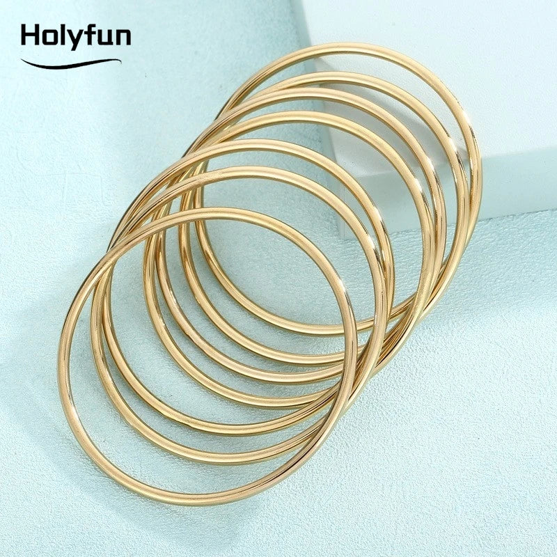 Fadeless Stainless Steel Bangle Bracelet For Women Non Fading Circular Minimalist Women's Hand Bracelets Woman Luxury Jewelry