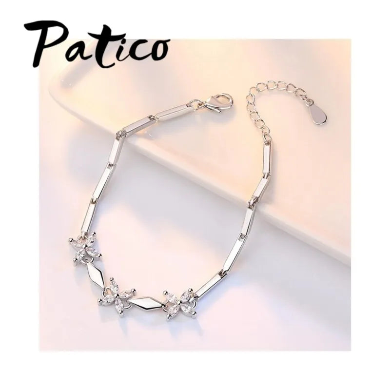 New Fashion Girls Lovely Bracelet For Party/Wedding/Engagement Genuine 925 Sterling Silver Link Chain For Ladies' Best Gift