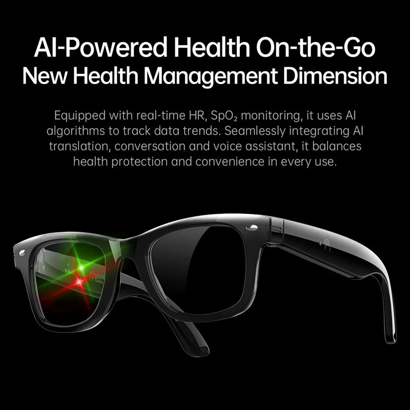 AI Smart Glasses UV Protection Translation Sunglasses With Multi Sports Modes Heart Rate Blood Oxygen Monitoring Glasses