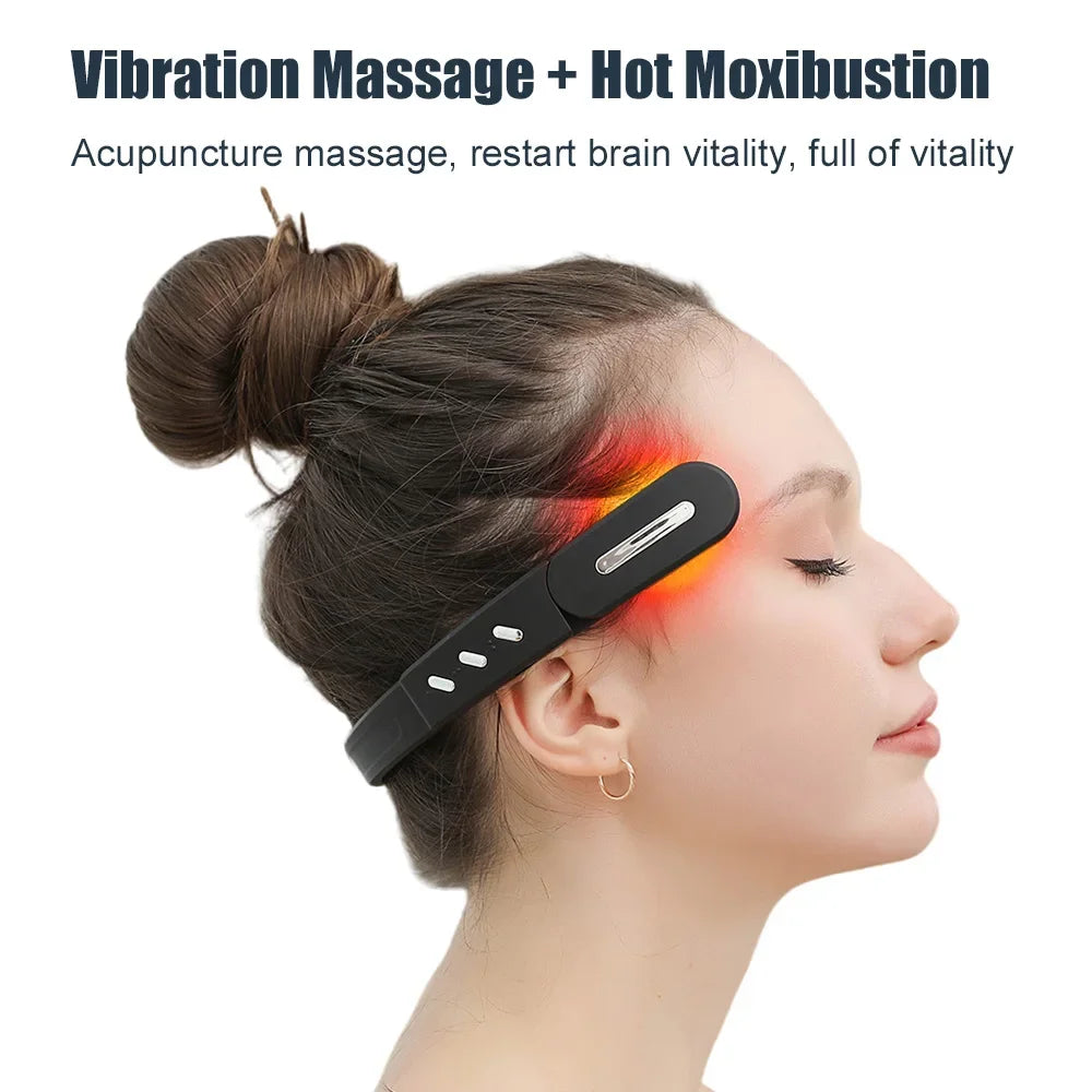 Electric Head Massager EMS Headache and Migraine Relief Hot Compress Vibration Massage Temple Instrument Anti Insomnia Music USB