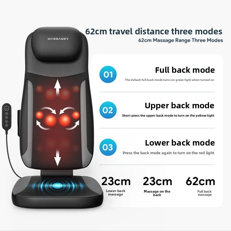 Electric Back Massager Vibrating Cervical Massage Chair Seat Cushion for Body Shiatsu Heated Kneading Relaxarion Home Office Use