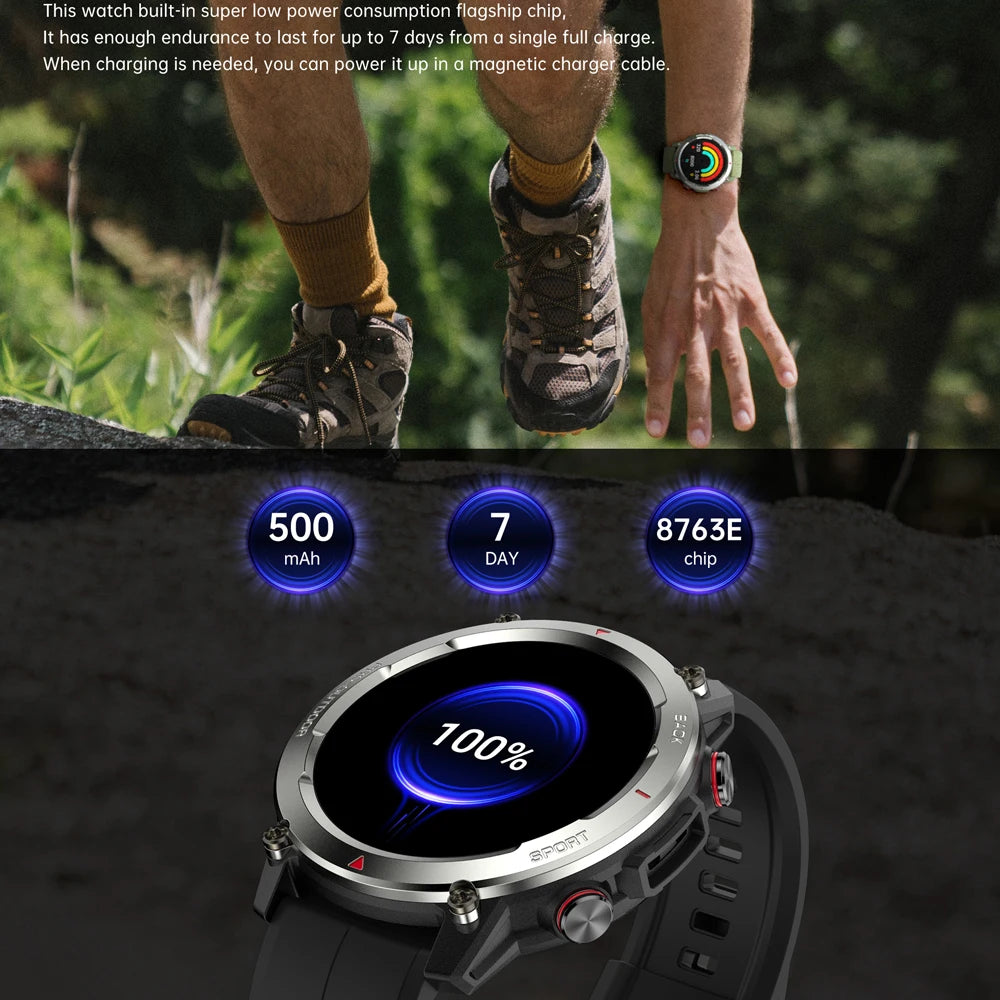 Smart Watch Fitness Tracker 1.43-Inch AMOLED High Screen Outdoor 70+ Sport Modes Waterproof Smartwatch Wireless Compatible Andr