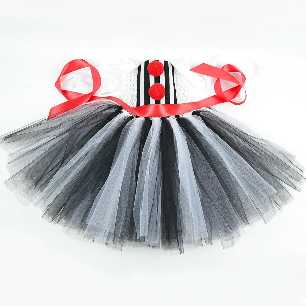 Halloween Art The Clown Costume for Kids Carnival Party Fancy Tutu Dress Girls Scary Striped Killer Clown Terrifier Costumes Set