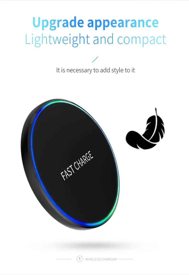 New 15W round luminous mobile phone charger wireless charging fast charging 15W portable desktop mobile phone wireless charging