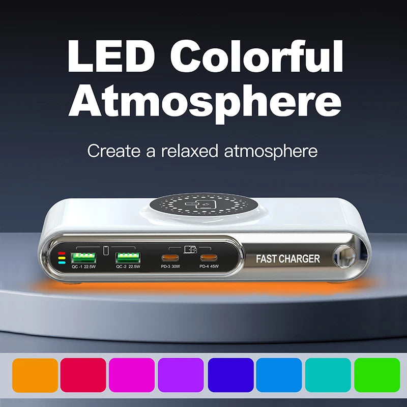 New 72W Multifunction Charger Wireless Charger 4-Port PD+QC USB Type-C Quick Charger Home Travel Office Convenient For Phone