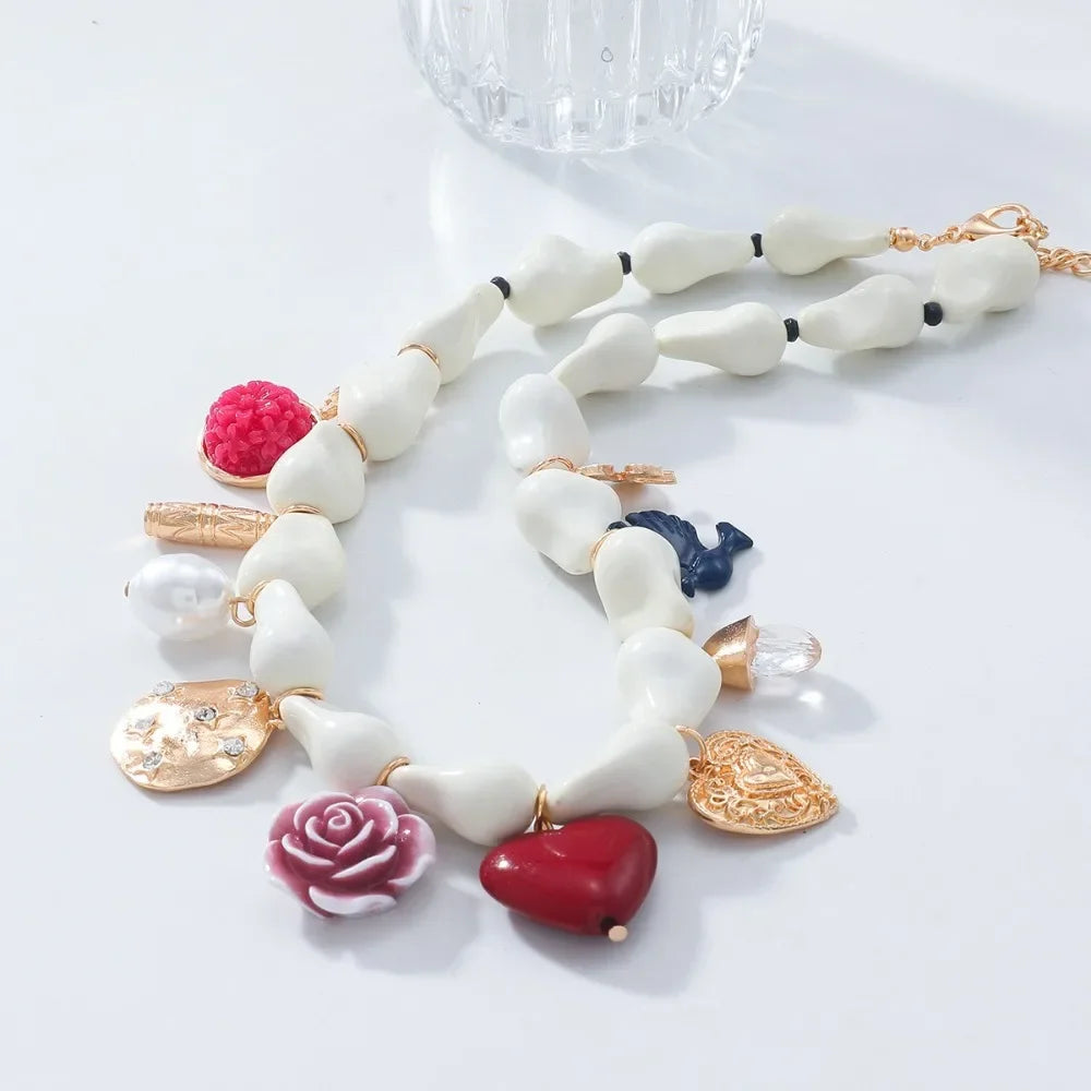 New Elegant Bohemian Pendant Necklace Adjustable Rope Faux Pearl Collarbone Chain Boho Choker Jewelry Female Fashion