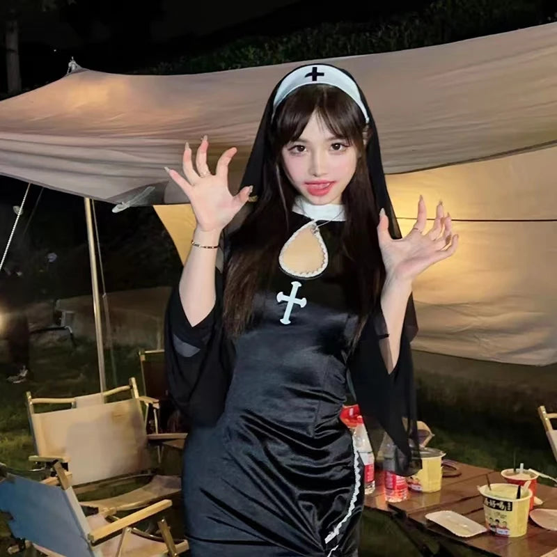 Halloween Costumes For Women Nun Cosplay Dress Gothic Sexy Tempting Uniform Party Performance Clothing Horror Movie Prop