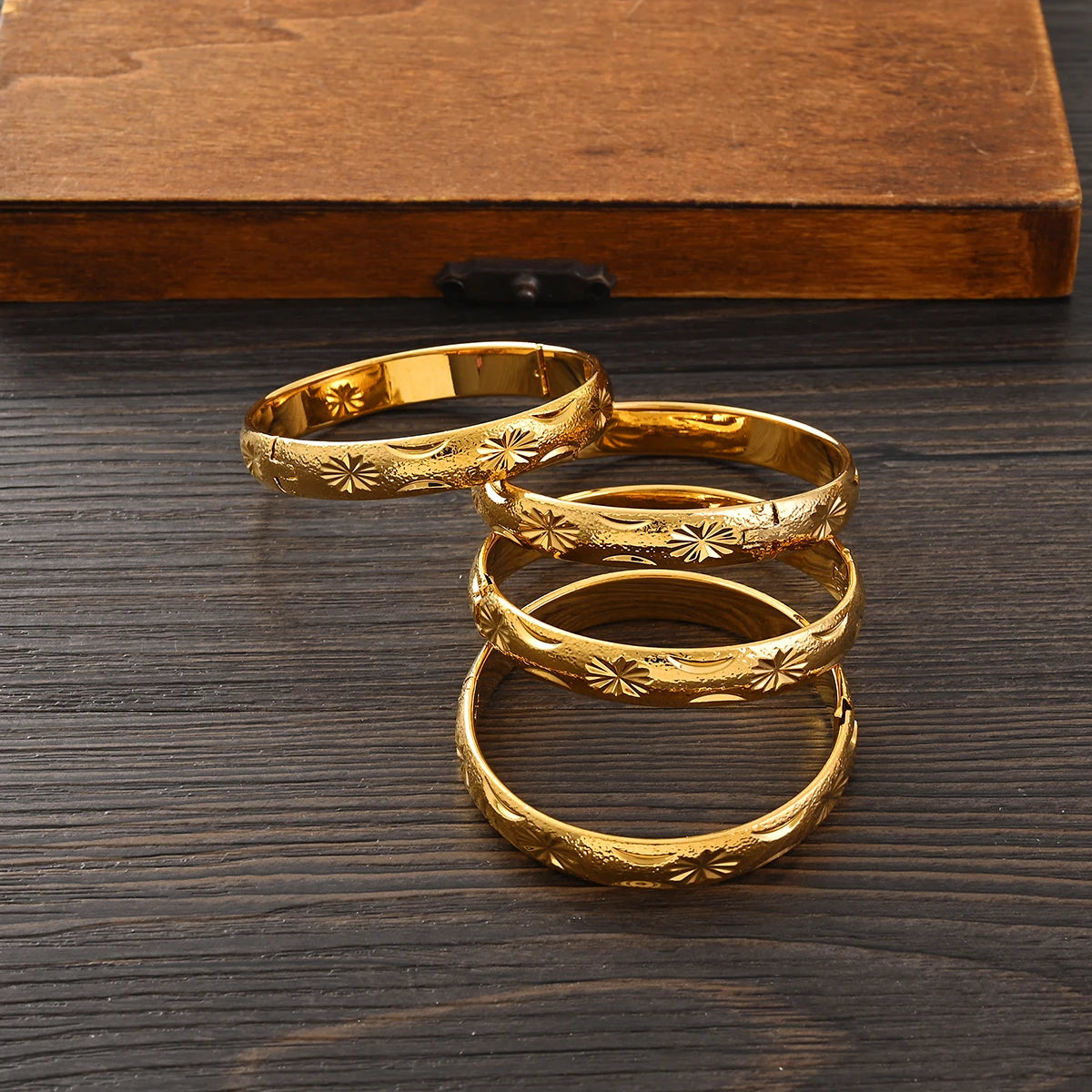 18k 55MM Dubai Baby Cute Openable Bangles For Women Ethiopian Jewelry Gold Color Bangles Bracelets Girls Birthday Jewelry Gifts