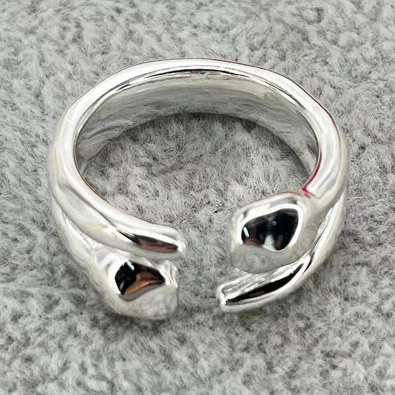 2025 European and American niche fashion electroplated silver exquisite open ring, suitable for women's jewelry