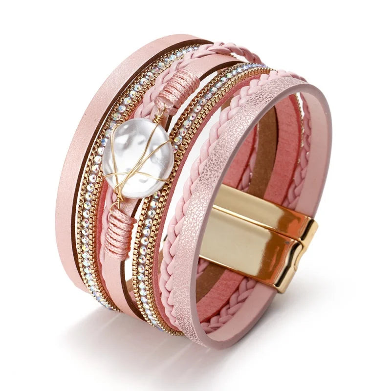 2025 Fashion  New Bracelet Woven Natural Shell Baroque  Imitation Pearl Women's Bracelet Jewelry