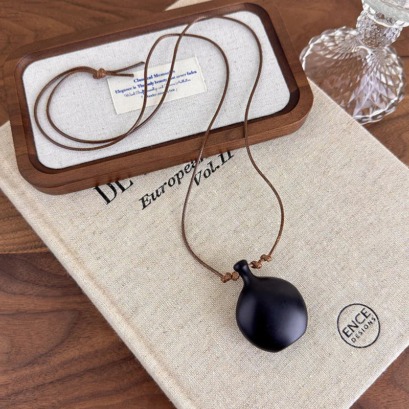 Fashion Women Necklace New Chinese Retro Long Hollow Wooden Pendant Unique Design Elegant Stylish Chain For Ladies