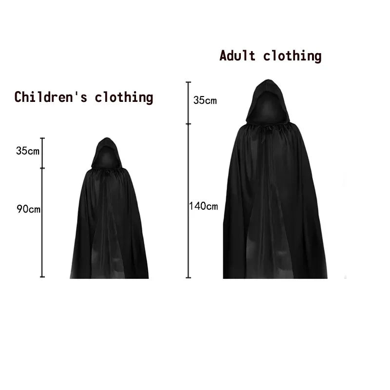 2025 Halloween cosplay costume: Grim Reaper, terrifying skeleton costume for children, adult Grim Reaper, ghost robe, and sickle