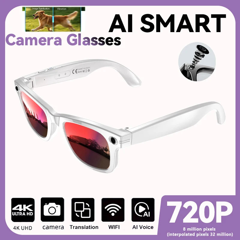 ai smart glasses with Camera Video 8MP Translation Sunglasses Bluetooth Call Music Play Men Women 2025 Recording 100+ Languages