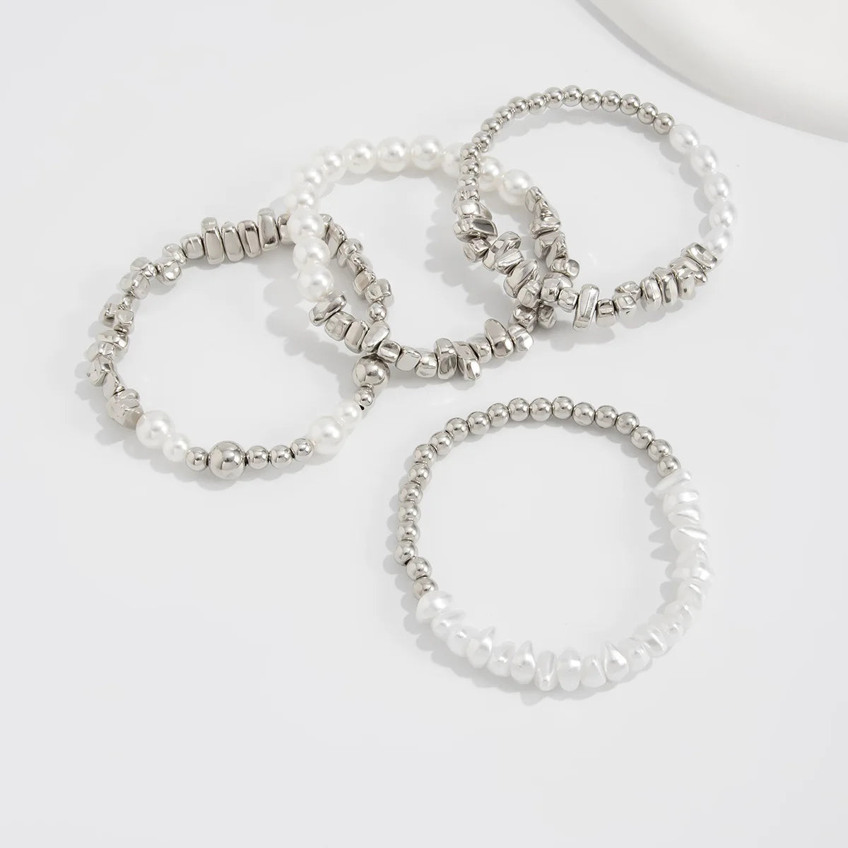 4pcs/set Fashion Bracelets For Women New Vintage Irregular CCB Beads Imitation Pearl Chain Jewelry Valentine's Gift B068