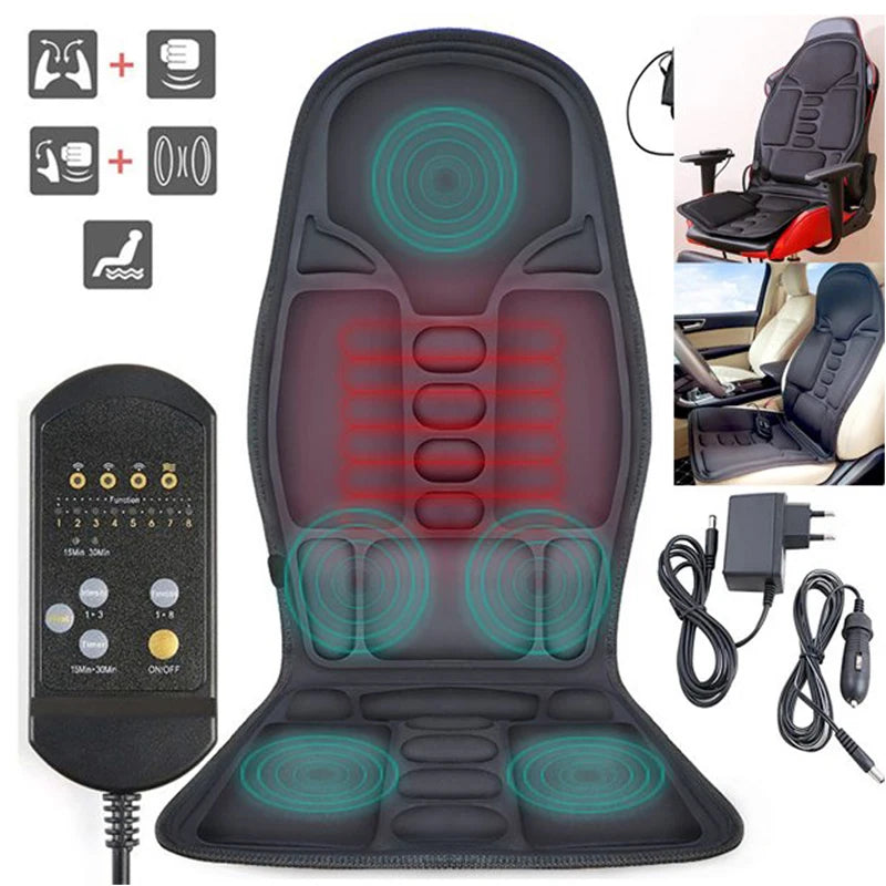 Car Home Office Lumbar  Massage Chair Cussion Machine Electric Heating Vibrating Neck massager Back Car mat Pain Relief  Pads